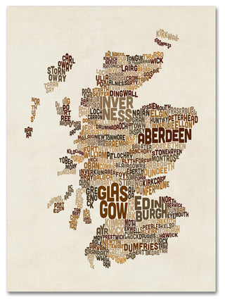 Michael Tompsett 'Scotland Typography Text Map 3' Canvas Art, 19"x14"