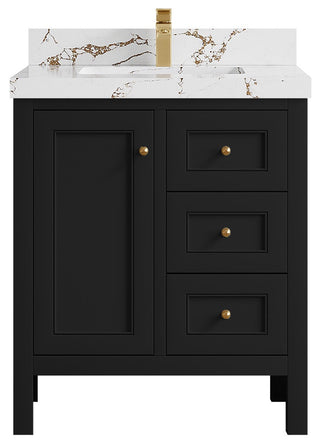 Nashville 30" Single Sink Bath Vanity, Black 2" Viola Brown
