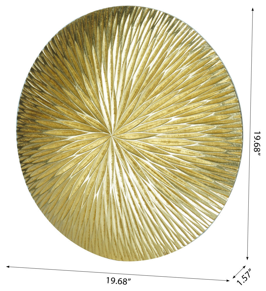 Golden Pine Wood Carving Plate Wall DÃ©cor