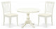 3 Pc Kitchen Set, Linen White Wood Table, 2 Linen White Chairs, Slatted Back