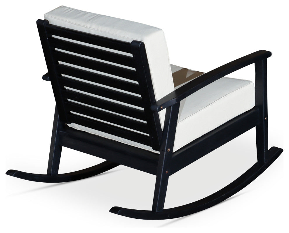 DTY Outdoor Living Longs Peak Eucalyptus Rocker w/ Cushions, Espresso, Navy