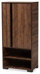 Raina Two-Tone Walnut Brown And Black Finished Wood 2-Door Shoe Storage Cabinet