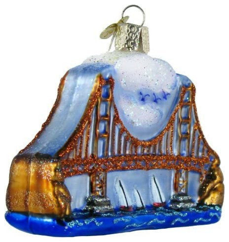 Old World Christmas 20068 Golden Gate Bridge Blown Glass Ornament