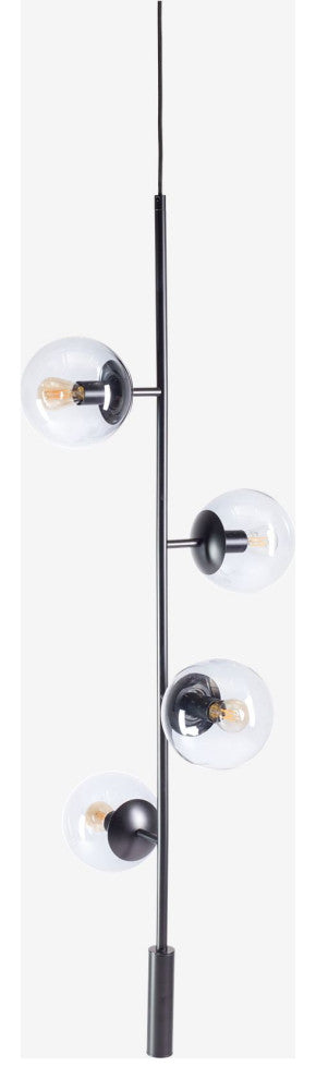 Iglesias | Luxury LED Pendant Light in the Shape of Glass Ball for Dining Room, Black, Clear Glass, Warm Light