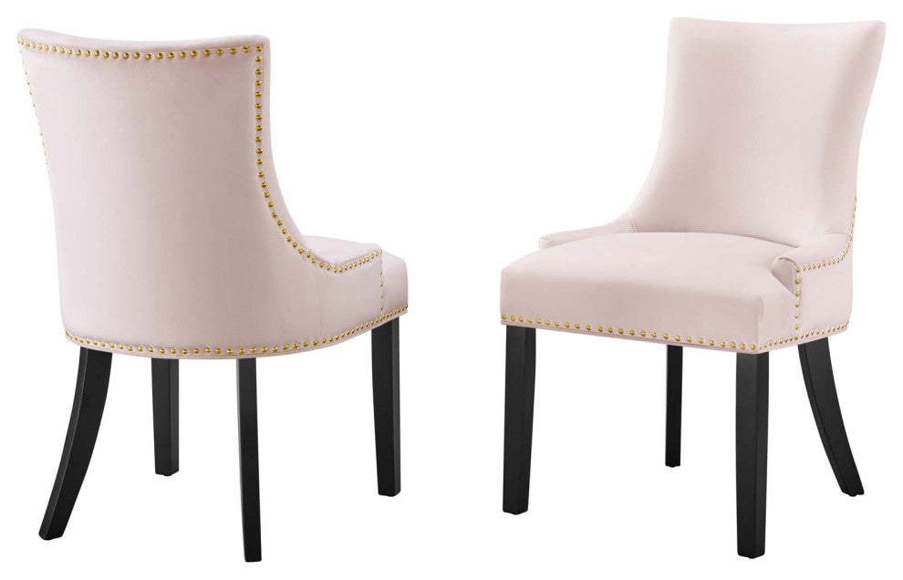 Dining Chair, Nailhead, Set of 2, Pink, Velvet, Modern, Cafe Bistro Hospitality