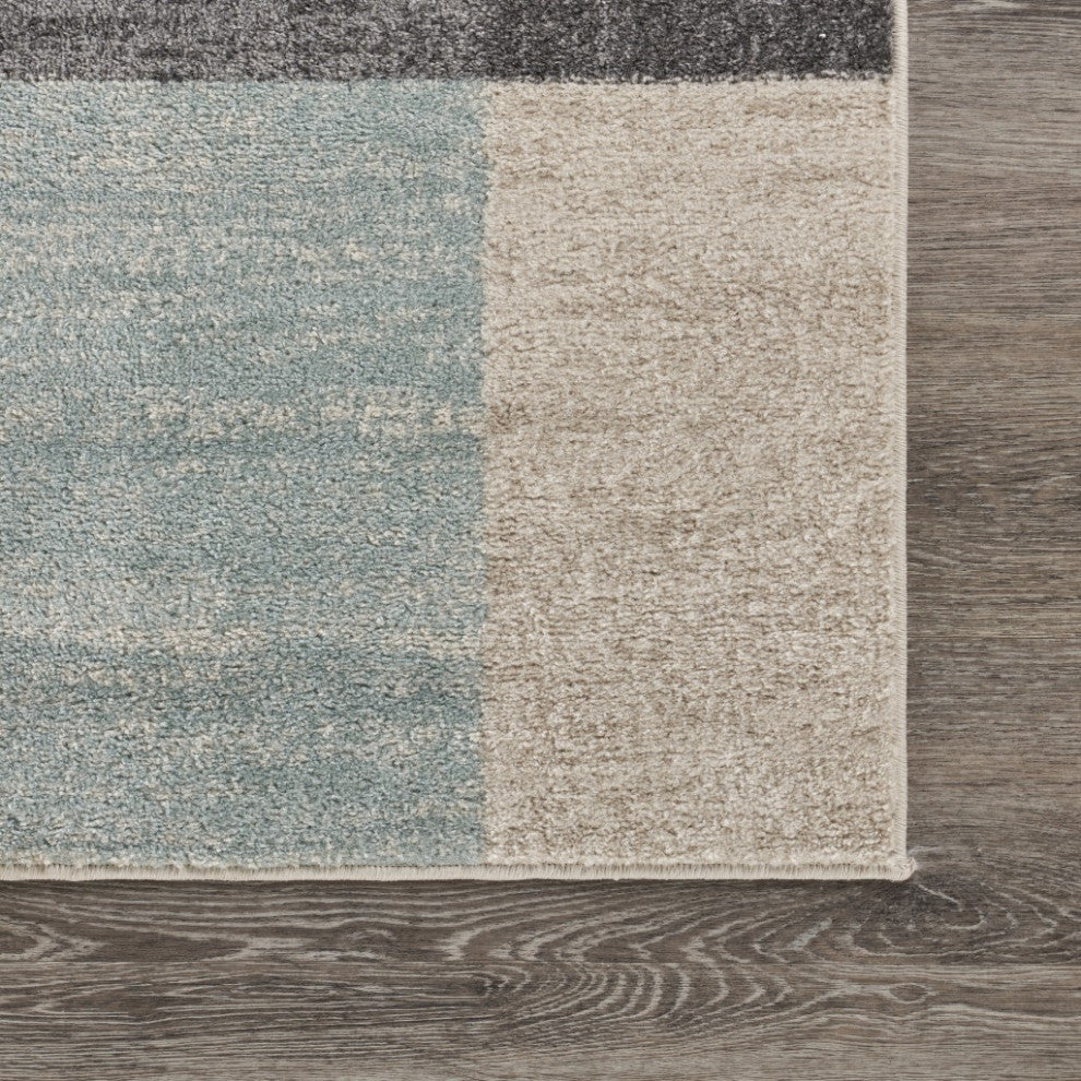 8" x 10" Beige and Black Modern Blocks Area Rug
