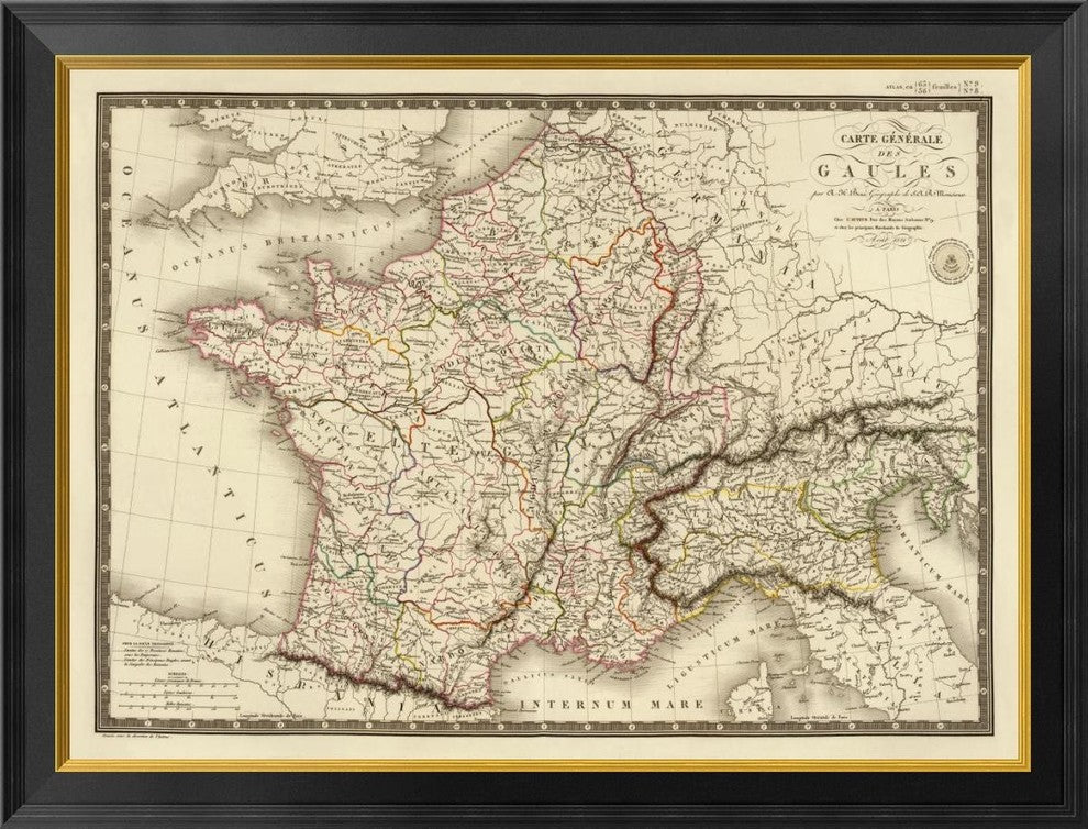 "Carte generale des Gaules, 1821"  by Adrien Hubert Brue, 34x26"