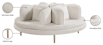 Circlet Velvet Upholstered Roundabout Sofa, Cream