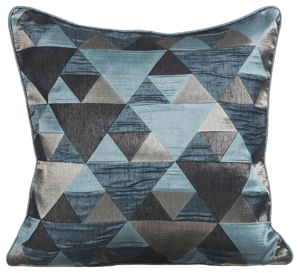 Blue Decorative Pillow Covers 18"x18" Silk, Teal Origami