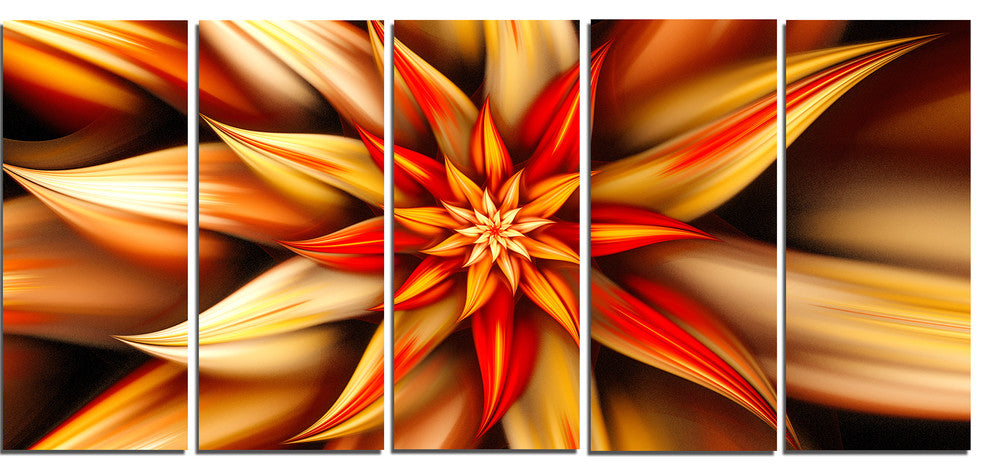 Beautiful Brown Flower Petals, Floral Canvas Art Print, 60"x28", 5 Panels