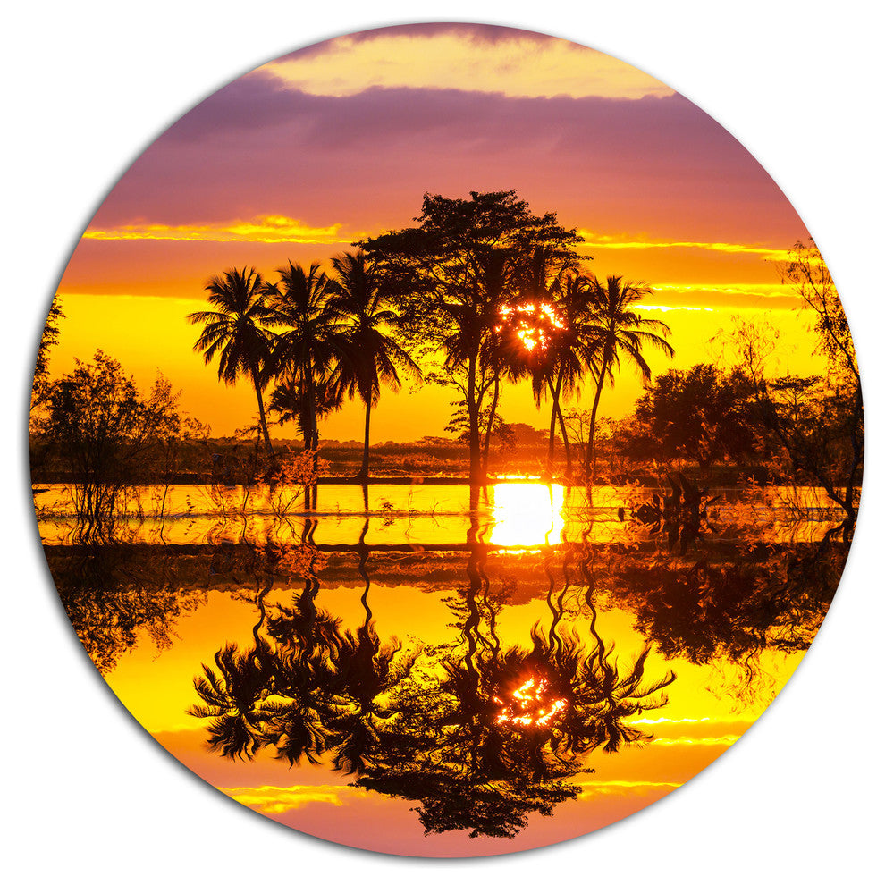 Trees Mirrored In Flooded Waters, Landscape Disc Metal Wall Art, 36"