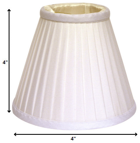 4" White Set of 6 Slanted Pleat Chandelier Silk Lampshades