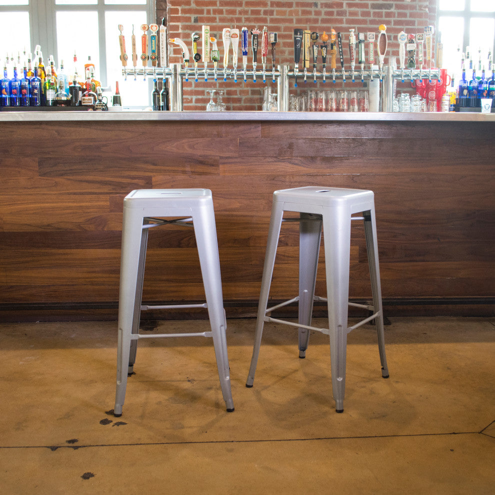 Loft Silver 24" Metal Bar Stool, Set of 2