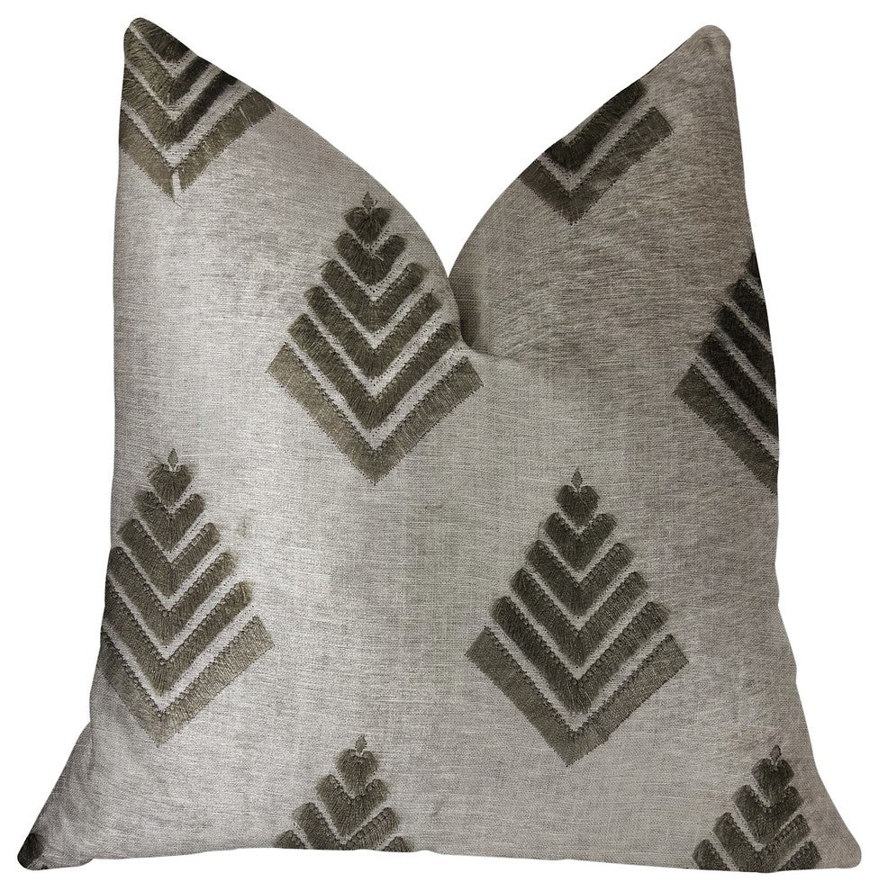 Aspen Mist Blue and Beige Luxury Throw Pillow, 24"x24"