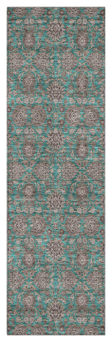 Premium Machine Washable Mayfield AMF702 Teal 2'3" x 7'6" Runner Rug