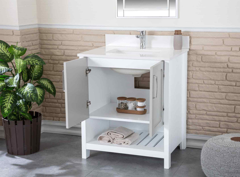 Florin Collection 30" Bathroom Vanity With Sink, Mirror, Countertop, Gray