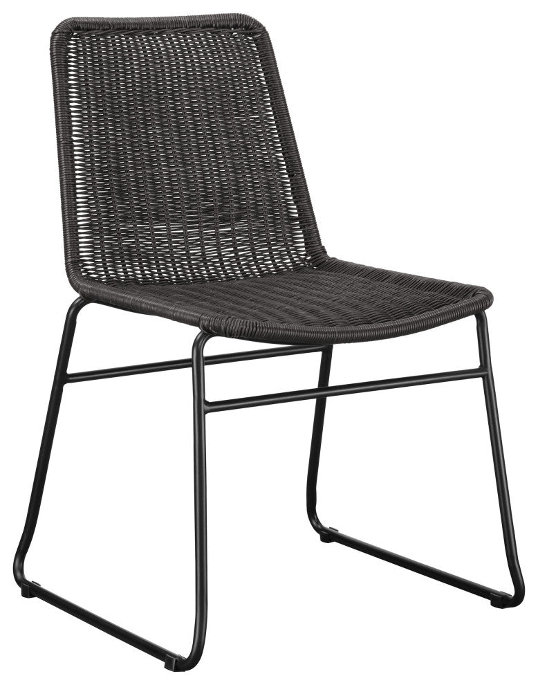 Dacy Faux Rattan Metal Dining Side Chair Brown, Set of 2