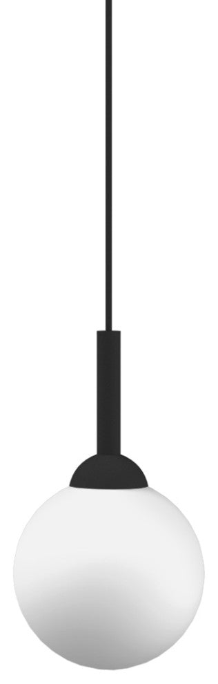 White Glass Globe 3" Small Pendant - Matte Black Socket