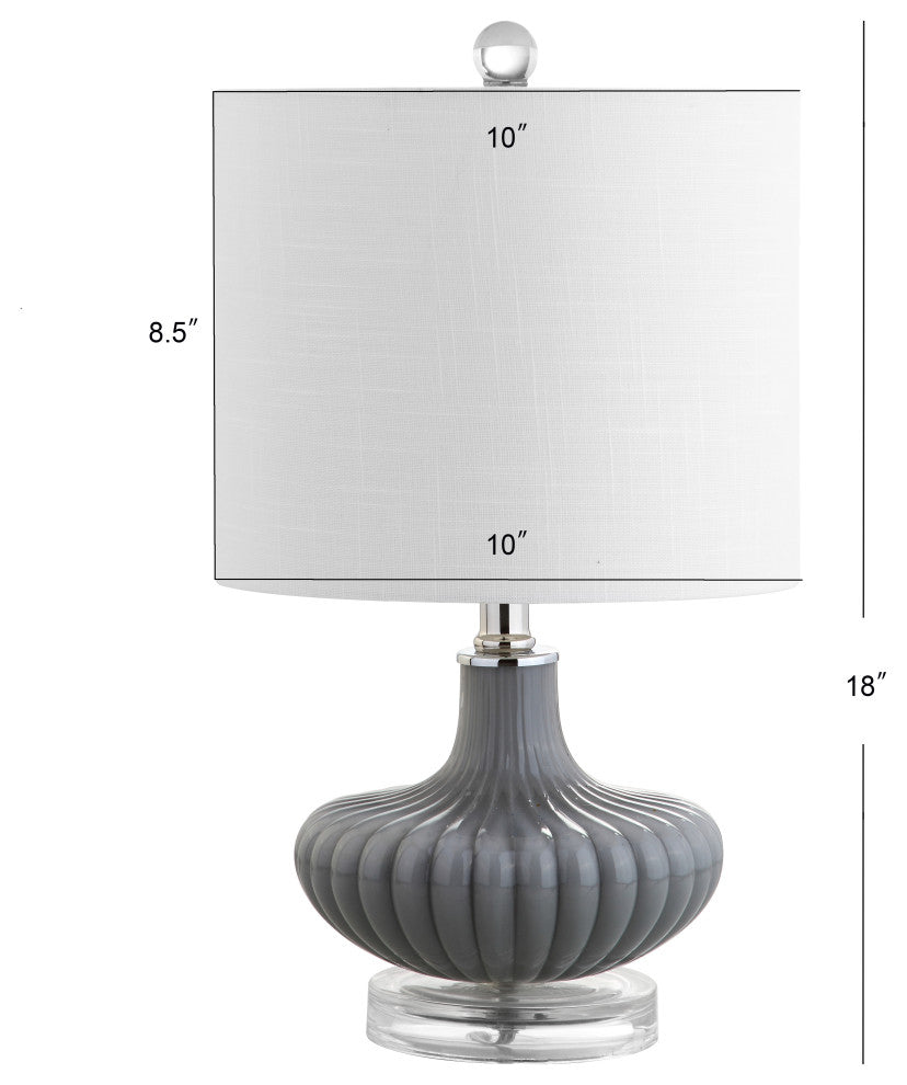 Kamille 18" Glass and Lucite Table Lamp, Gray