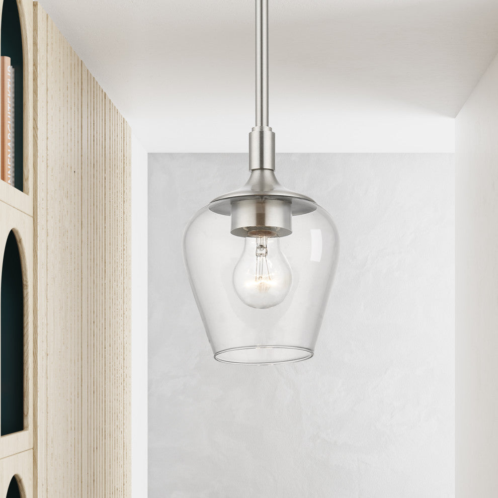 Willow 1 Light Brushed Nickel Single Pendant
