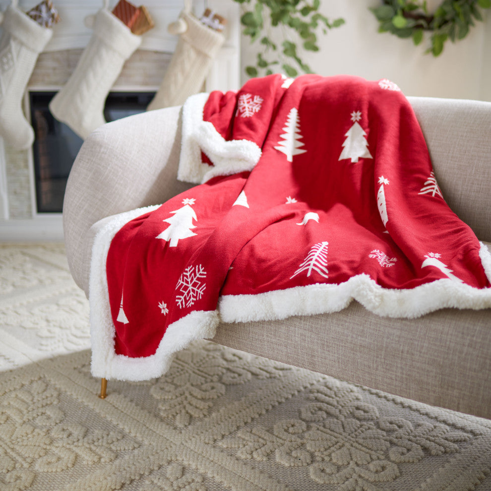 Safavieh Cedar Sherpa Throw, Red, 50"x60"