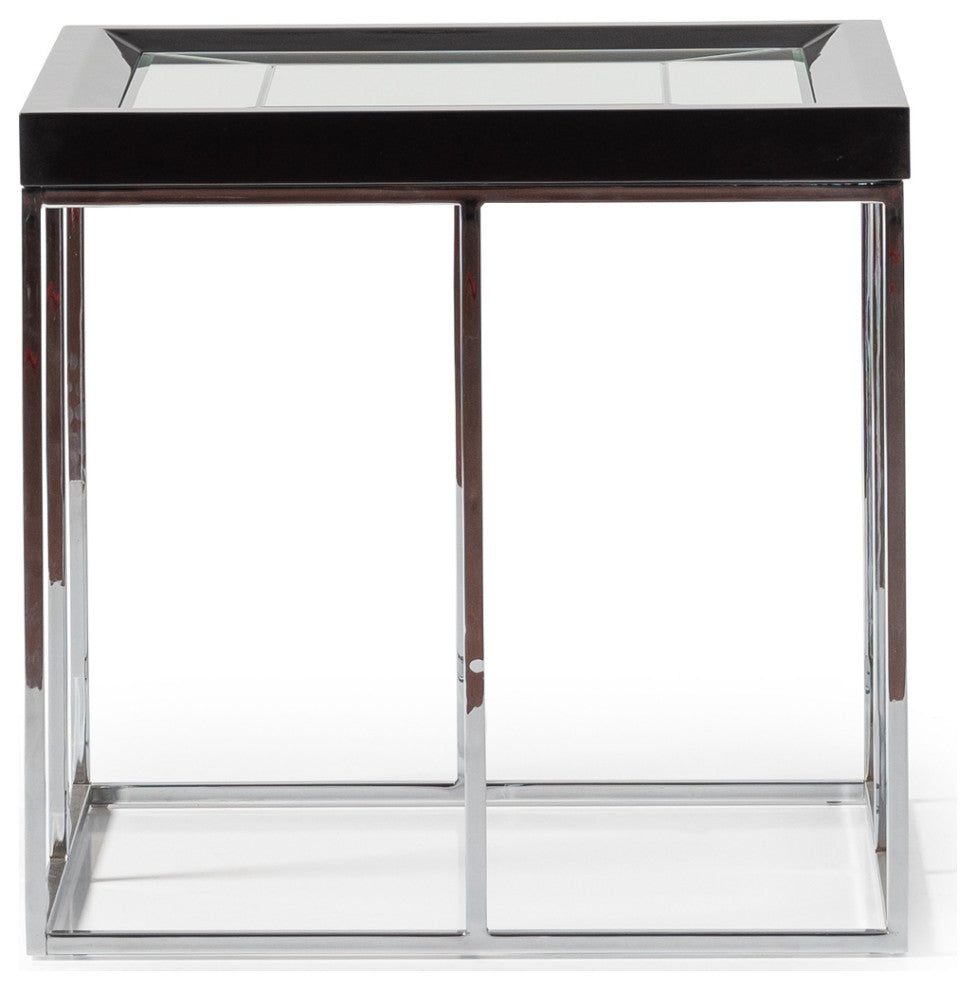 Carmela End Table Glossy Charcoal Sand