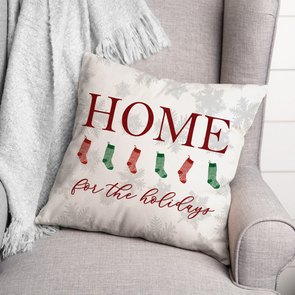 Home For Holidays Stockings 5 18x18 Spun Poly Pillow