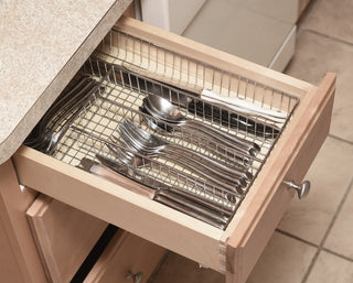 YBM Home Chrome Wire In-Drawer Silverware Tray Organizer with 4 Compartments