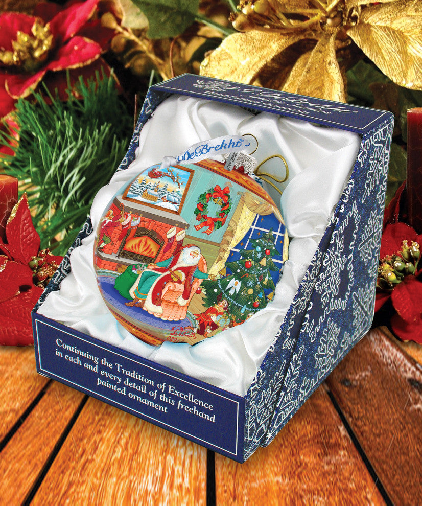 Hand Painted Scenic Glass Ornament Christmas Eve Ball, Limited Edition