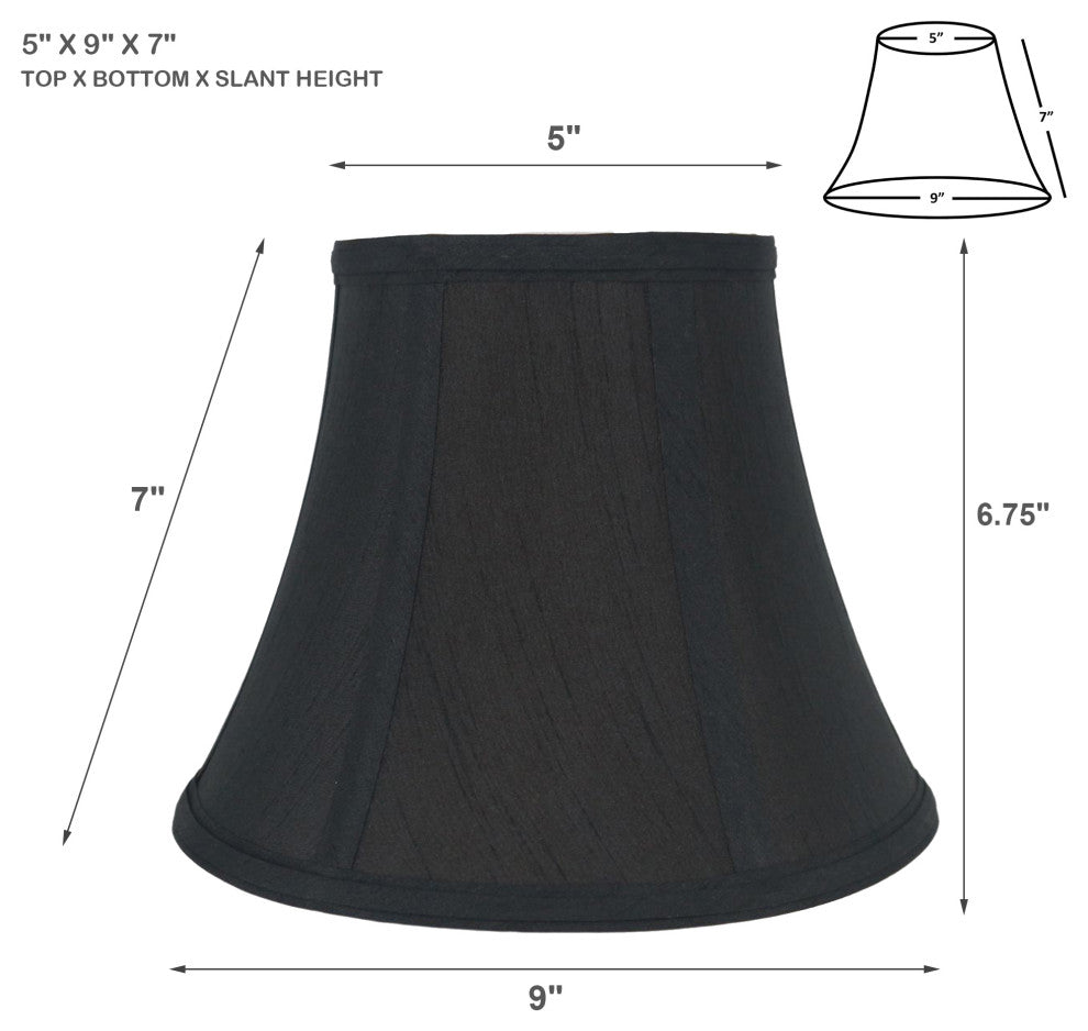 Bell Lamp Shade, 5x9x7", Black, Set of 2