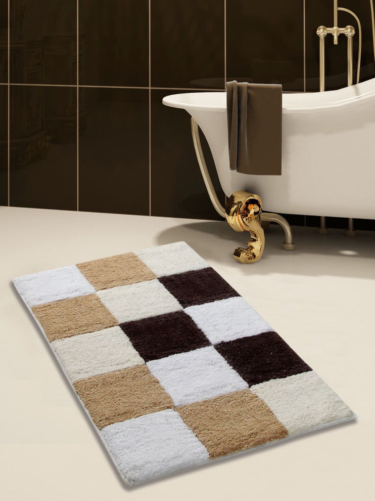 Bath Rug Cotton, 2 Piece, 34"x21" and 36"x24", Multi Beige, GSF 195, Dice