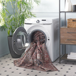 Safavieh Arizona Machine-Washable Collection ARZ247 Rug, Dark Red/Beige, 6' Square