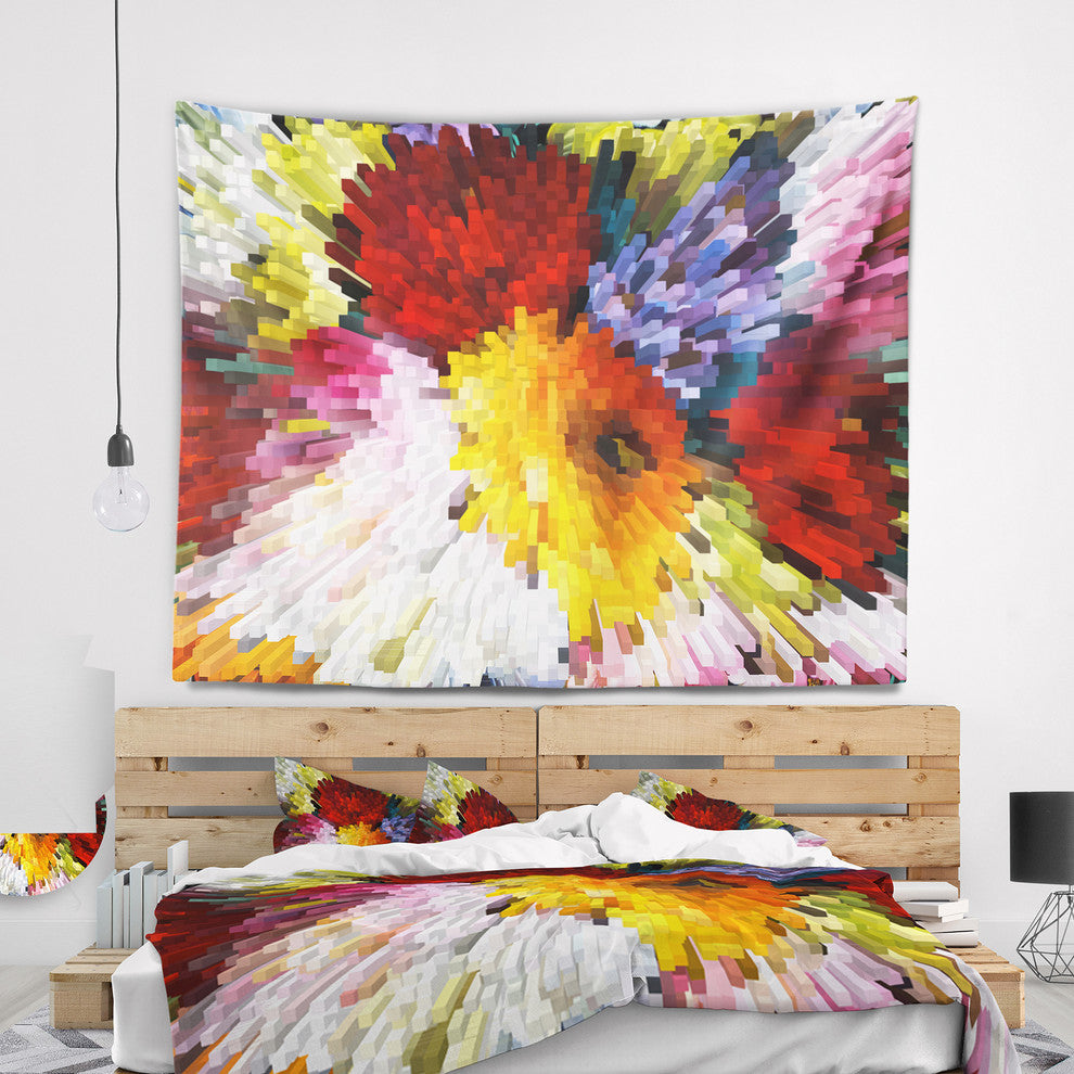 Extrusive 3D Fabric Flowers Floral Wall Tapestry, 60"x50"