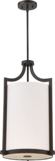 Meadow 3-Light Foyer With White Fabric Shade, Oil-Rubbed Bronze