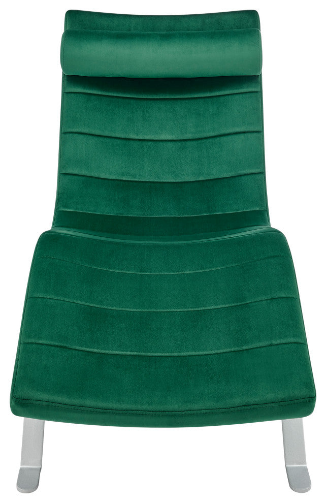 Gilda Lounge Chair, Green Velvet With Silver Base
