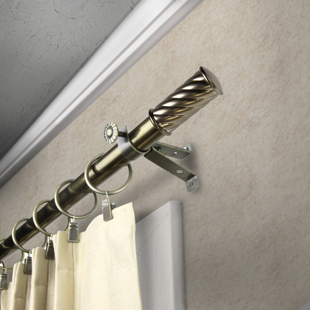 Grip Curtain Rod, Antique Brass, 18-28"