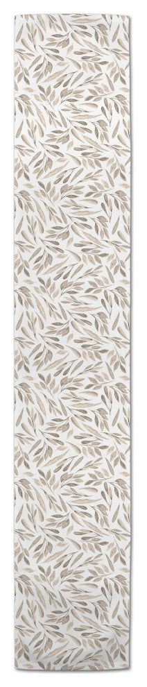 Greige Leaves 16x72 Poly Twill Table Runner