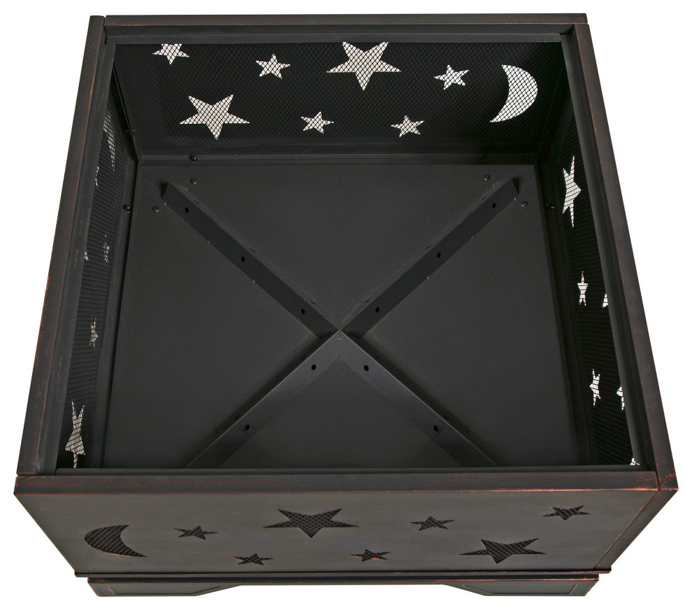 Gewnee 26 Inch Square Fire Pit with BBQ Grill