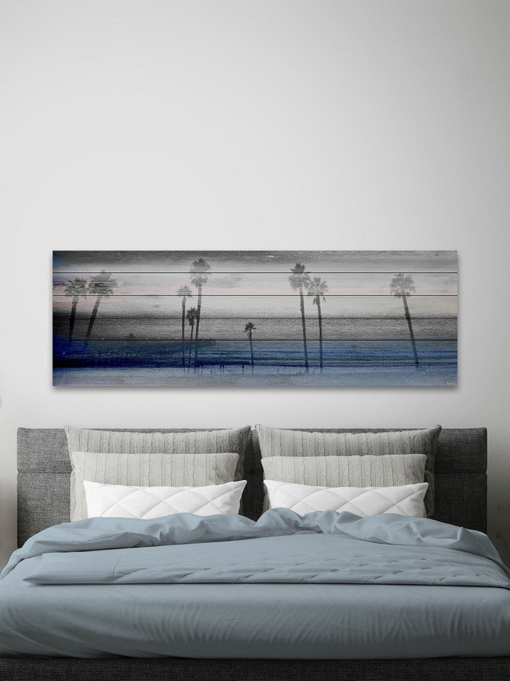 "Stormy Calm" Painting Print on White Wood, 30"x10"