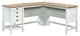 Classic Desk, L-Shaped Design With Storage Drawers & Round Handles, White Oak