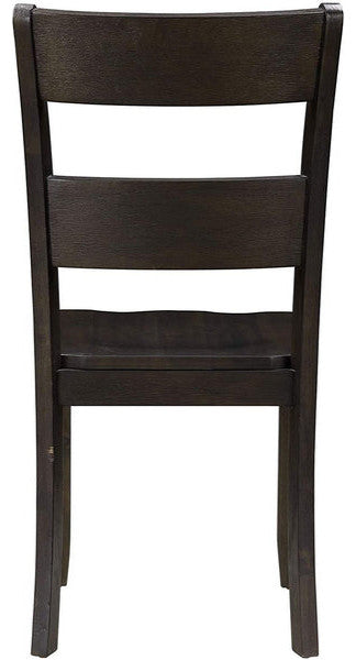 Benzara BM221384 Wooden Side Chair With Ladder Backrest, Set of 2, Dark Brown