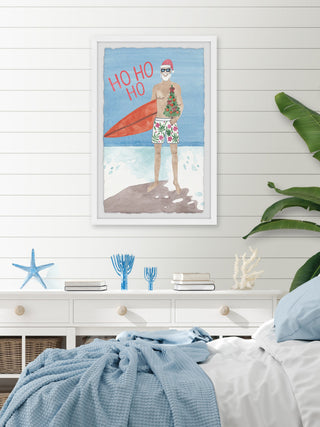 "Surfboard and a Tree" Framed Painting Print, 12x18
