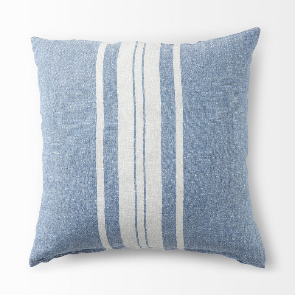 Blue and Cream Middle Striped Pillow Cover