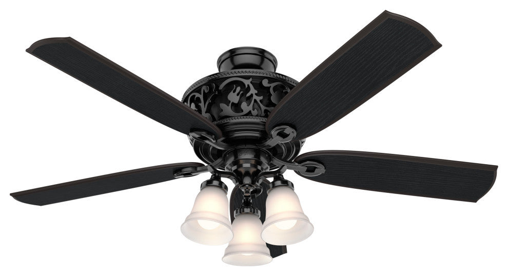 Hunter Fan Company 54" Promenade Ceiling Fan With LED Light/Remote, Gloss Black