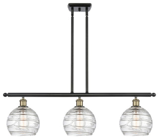 Deco Swirl 3-Light Island-Light, Black Antique Brass, Clear