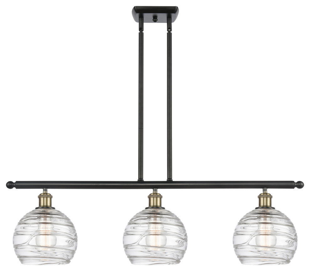 Deco Swirl 3-Light Island-Light, Black Antique Brass, Clear