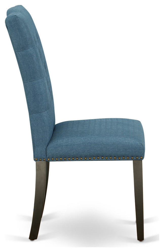 Elsa Parson Chair With Black Leg And Blue Color Fabric Color Set of 2