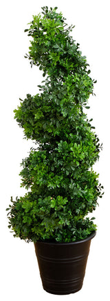 3ft. UV Resistant Boxwood Spiral Topiary Artificial Tree, Decorative Planter