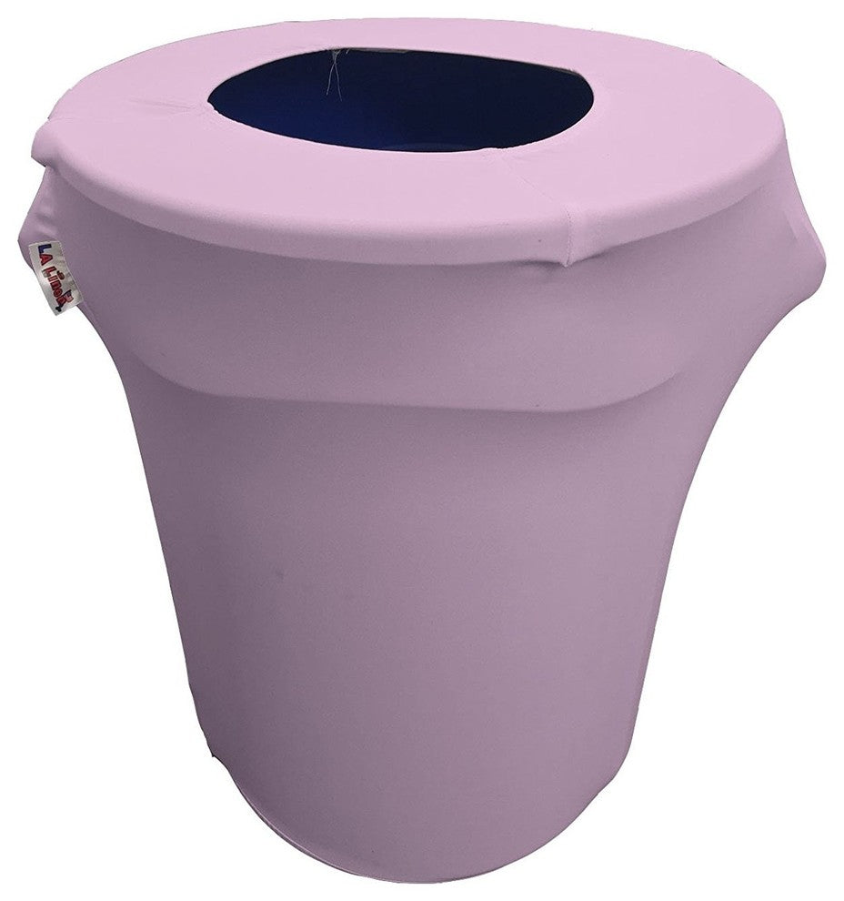 LA Linen Stretch Spandex Trash Can Cover, 32 gal. Round, Lilac
