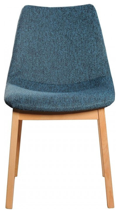 Set of Two Blue Fabric Dining Chairs